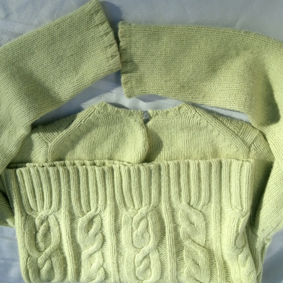 Cashmere Wool Angora Sweater Cable Knit Lt Green S - Picture 10 of 17